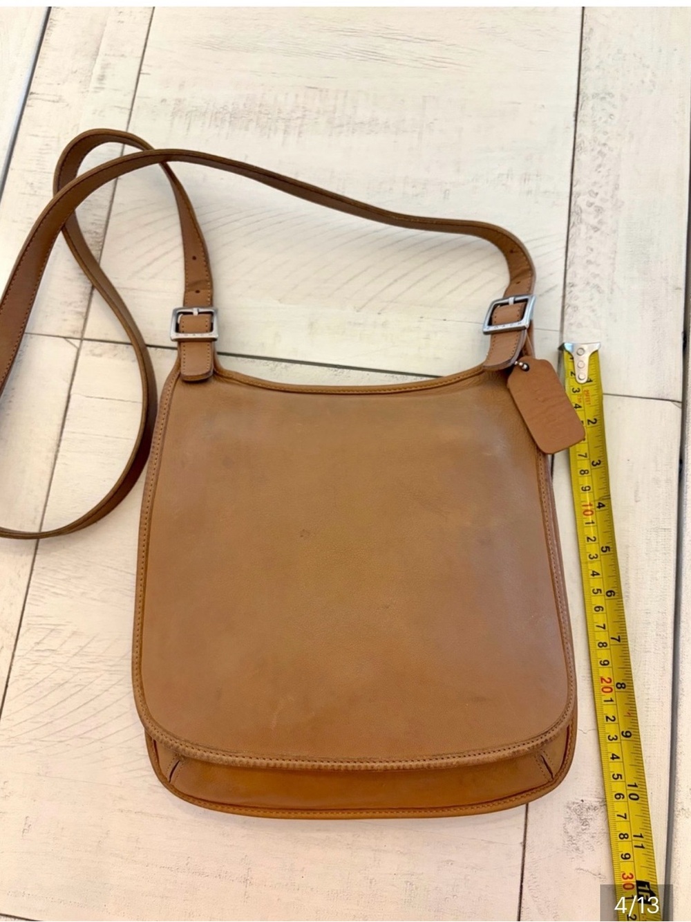 Coach Saddle Leather Hippy Flap Messenger Crossbody Bag